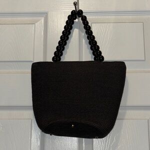 Talbots Black Tote with Beaded Handles